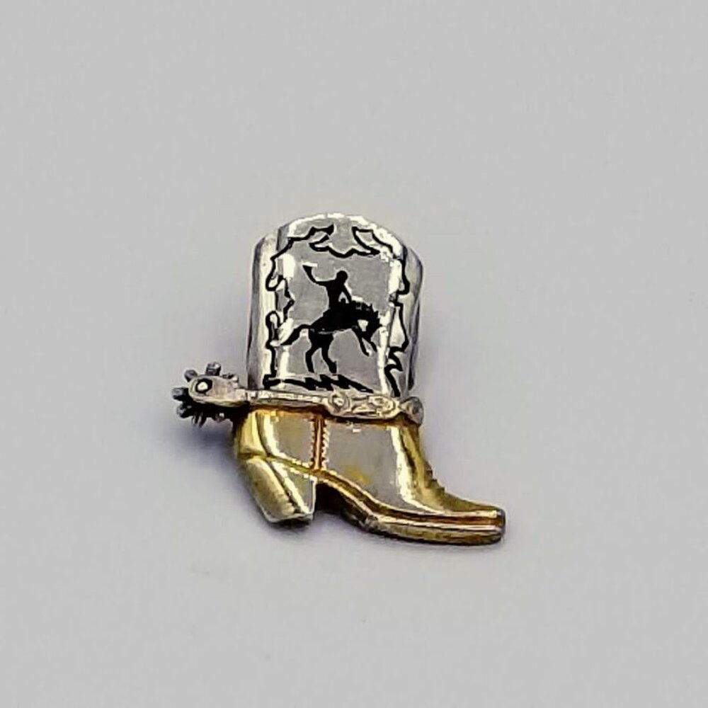 Sterling Silver and Vermeil Cowboy Boot Bolo with Articulated Spur